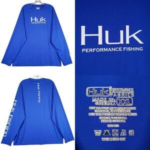 Huk Fishing Shirt Men’s Size XXL Blue Performance Fabric Long Sleeve